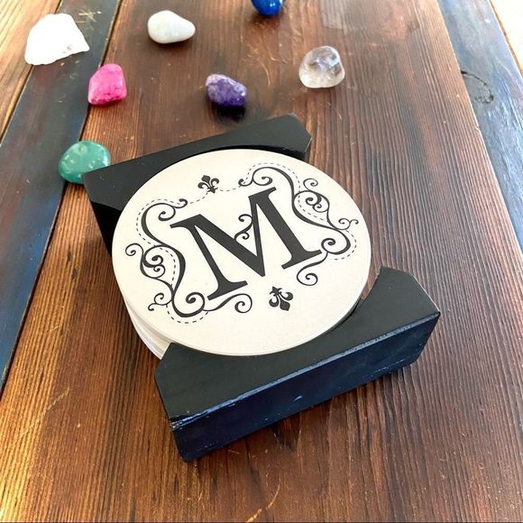 Coaster Set M Initial - Picture 3 of 4